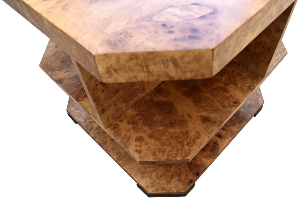 Art Deco Burl Maple Geometric Book Table, English, c1930 View II