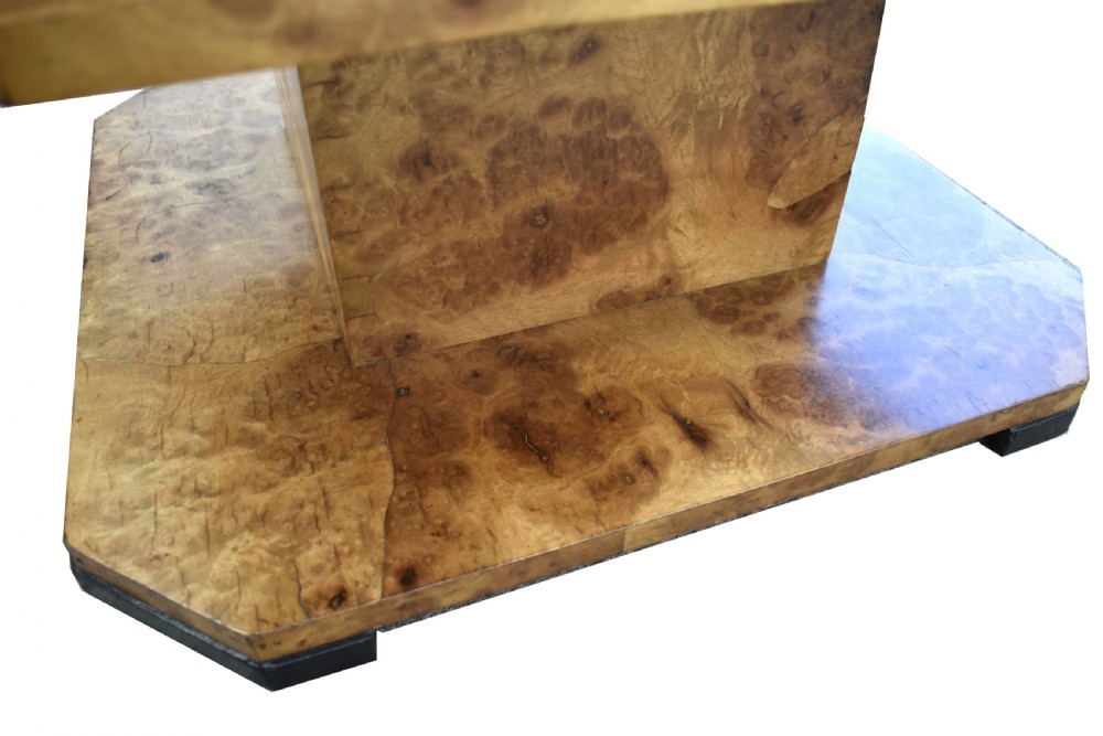 Art Deco Burl Maple Geometric Book Table, English, c1930 View V