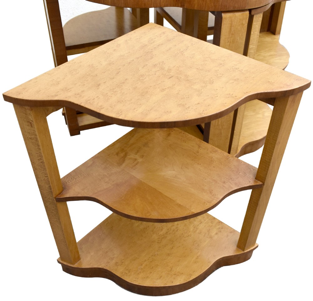 Art Deco Walnut & Maple Nest of Five Tables by Epstein, English, 1930 View VI