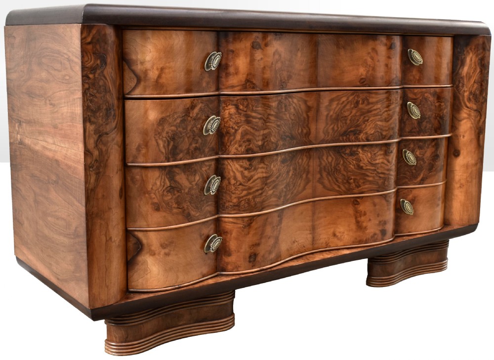 Art Deco Large Italian Serpentine Chest Of Drawers, c1930 View II
