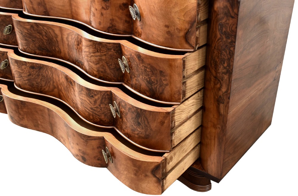 Art Deco Large Italian Serpentine Chest Of Drawers, c1930 View III
