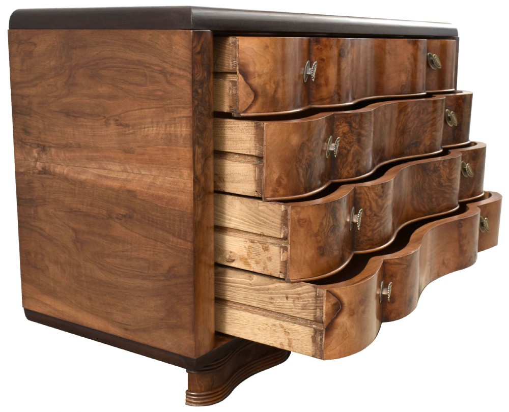 Art Deco Large Italian Serpentine Chest Of Drawers, c1930 View IV