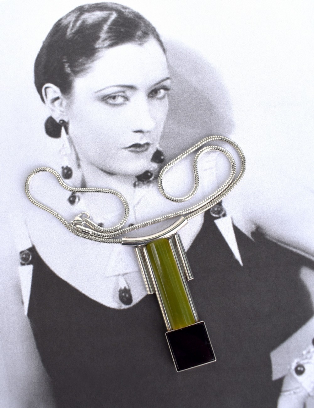 Art Deco Bakelite And Chrome Necklace, c1930