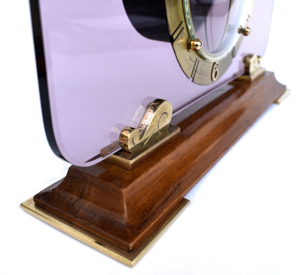 Art Deco Glass & Mirror 8 Day Mantle Clock, 1930  View V