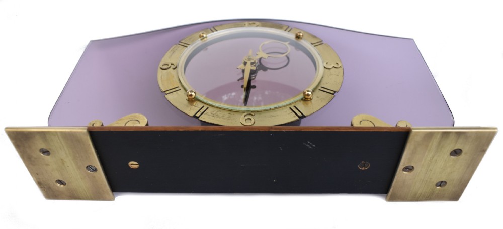 Art Deco Glass & Mirror 8 Day Mantle Clock, 1930  View VII