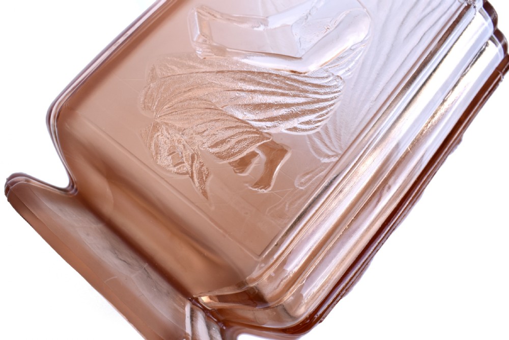 Art Deco 'Pandora's Box' Glass Biscuit Barrel By Sowerby, England, c1930s View VI
