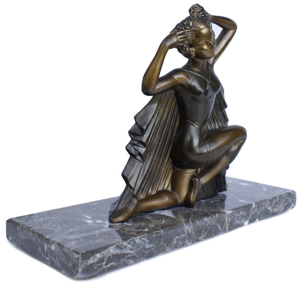 Art Deco Spelter Lady Figural Dancer Signed Molin, c1930  View II