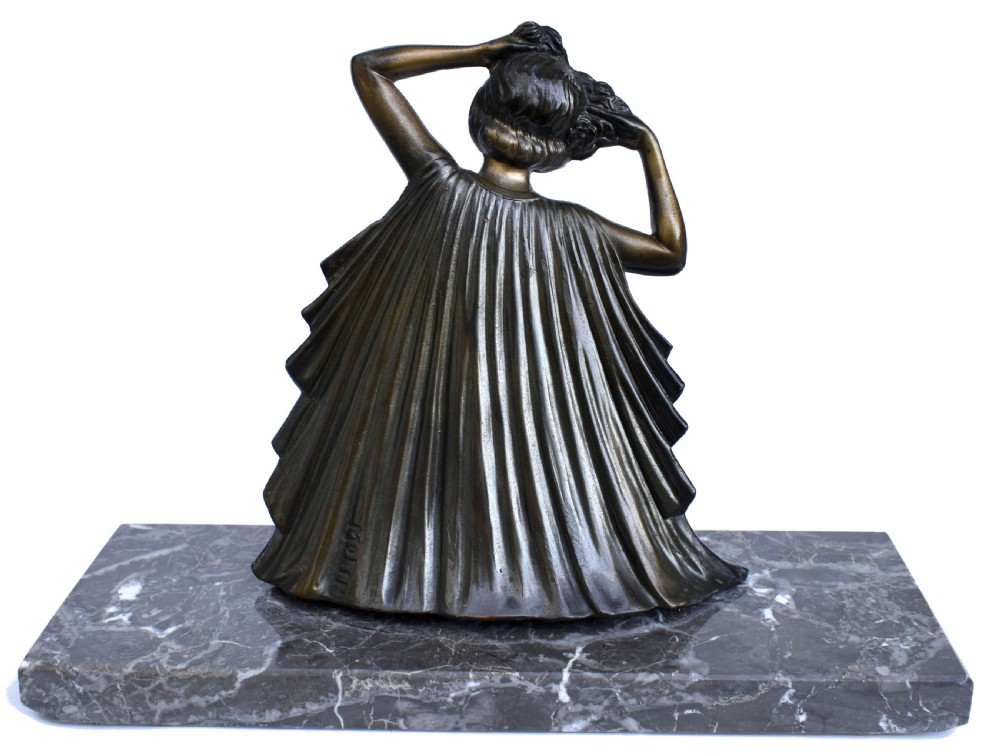 Art Deco Spelter Lady Figural Dancer Signed Molin, c1930  View III