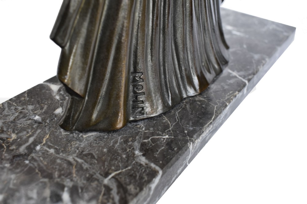 Art Deco Spelter Lady Figural Dancer Signed Molin, c1930  View IV