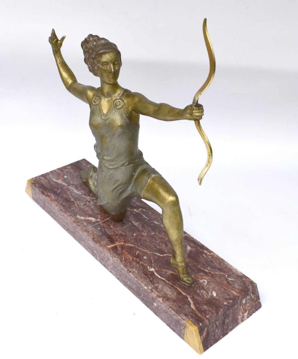 Art Deco Sculpture On Marble By Pierre Le Fagay, c1930 View III