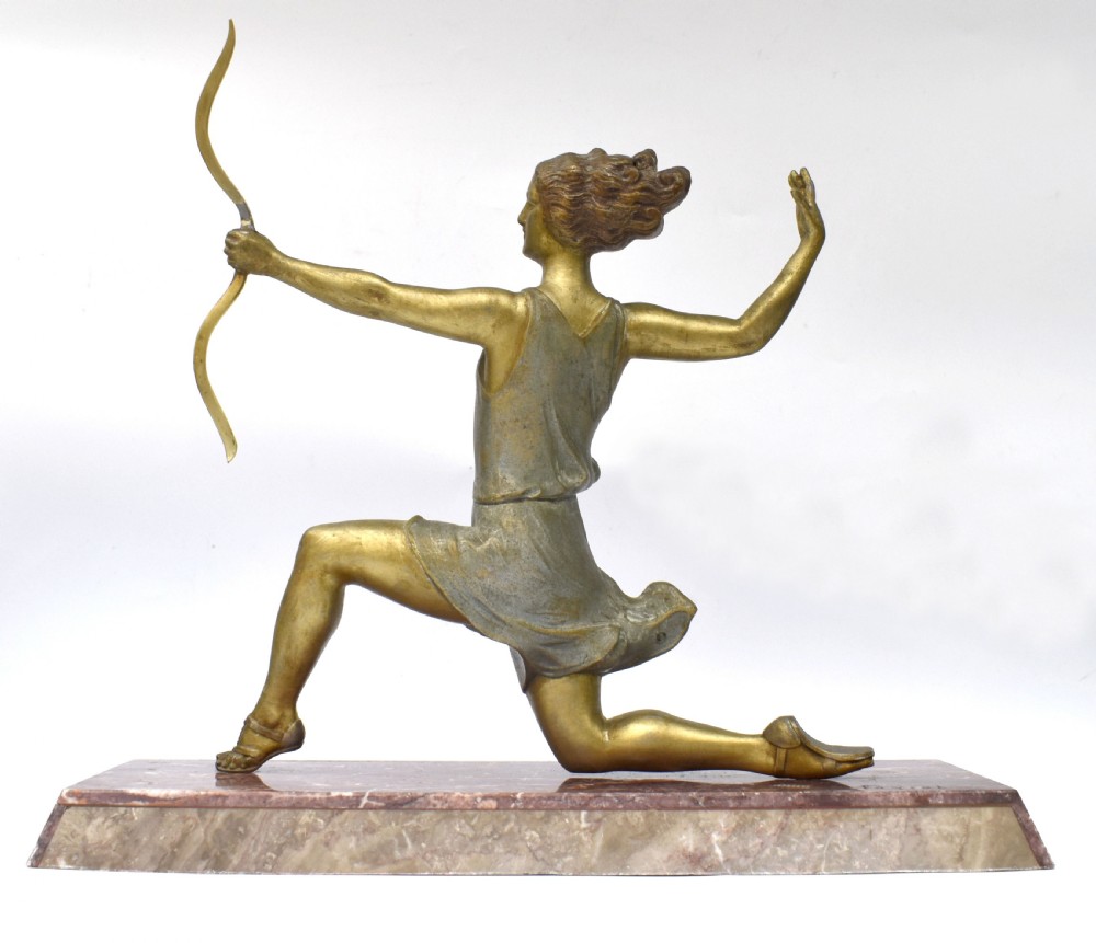 Art Deco Sculpture On Marble By Pierre Le Fagay, c1930 View V