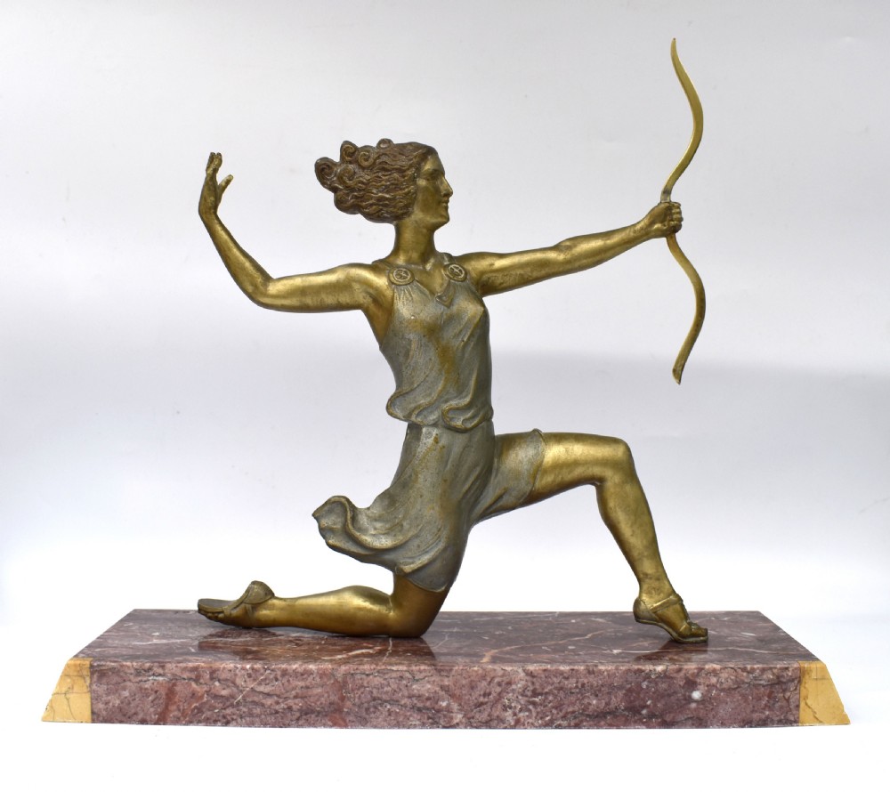 Art Deco Sculpture On Marble By Pierre Le Fagay, c1930 View VI