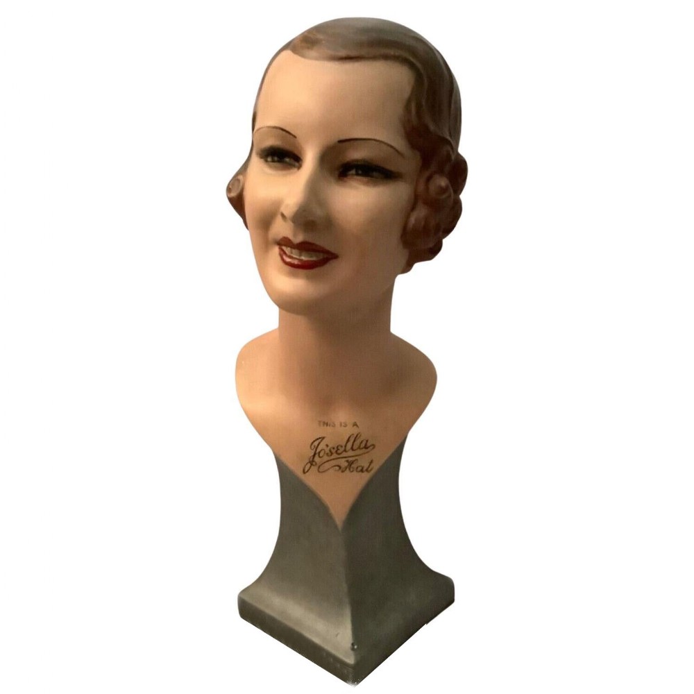 Art Deco Original Josella Hats Mannequin Head, c1930s