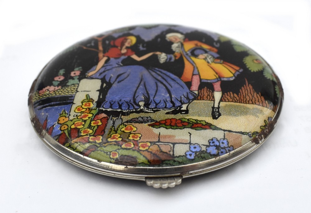 Art Deco Powder Compact CRINOLINE LADY By Gwenda , Unused, c1930 View V