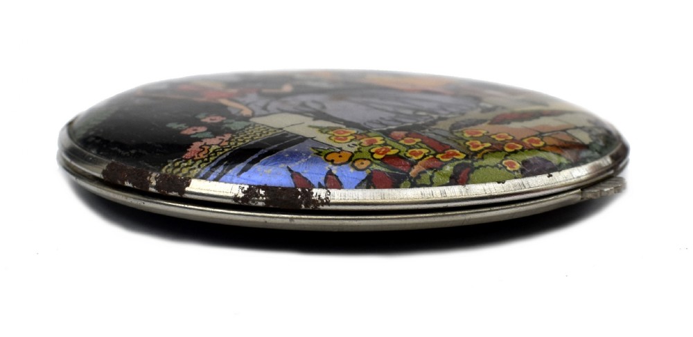 Art Deco Powder Compact CRINOLINE LADY By Gwenda , Unused, c1930 View VI