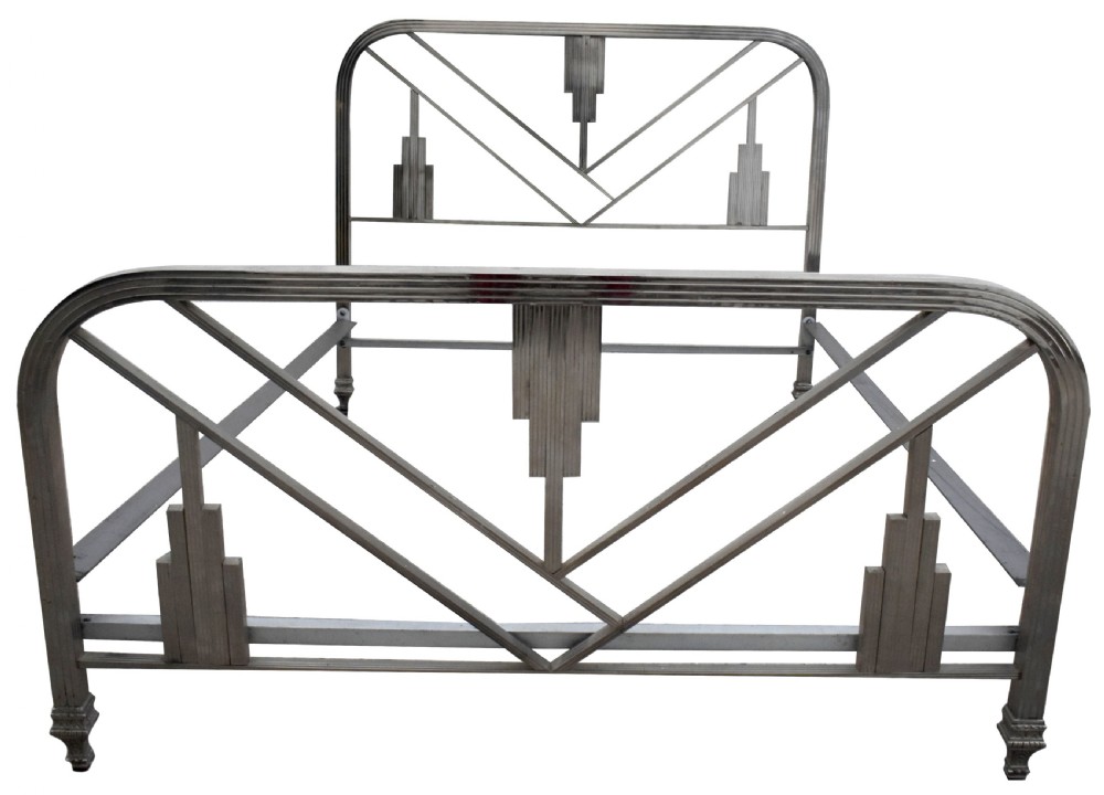 Art Deco Skyscraper Chrome Framed Double Bed, c1930