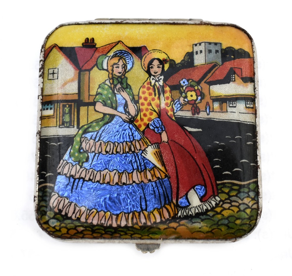Art Deco Powder Compact CRINOLINE LADY By Gwenda , Unused, c1930