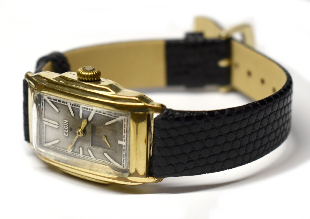 Art Deco Gents 14k Gold Filled Watch By Elgin , 1934 View IV