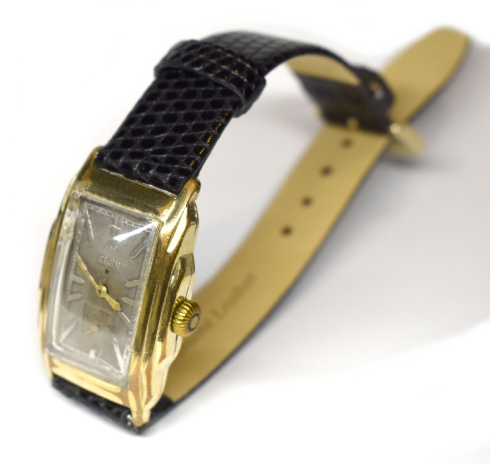 Art Deco Gents 14k Gold Filled Watch By Elgin , 1934 View VIII