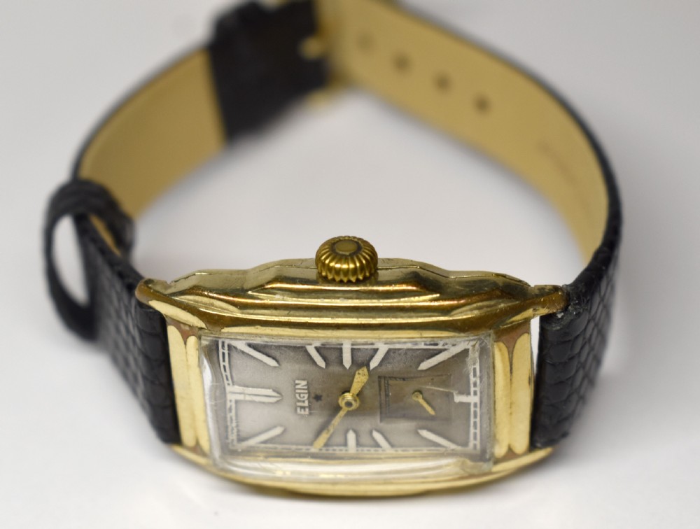 Art Deco Gents 14k Gold Filled Watch By Elgin , 1934 View IX