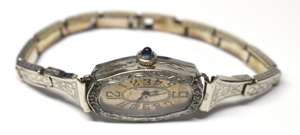 Art Deco 14k White Rolled Gold Ladies Watch, Serviced, c1929 View IX