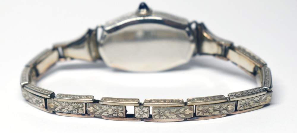 Art Deco 14k White Rolled Gold Ladies Watch, Serviced, c1929 View XII