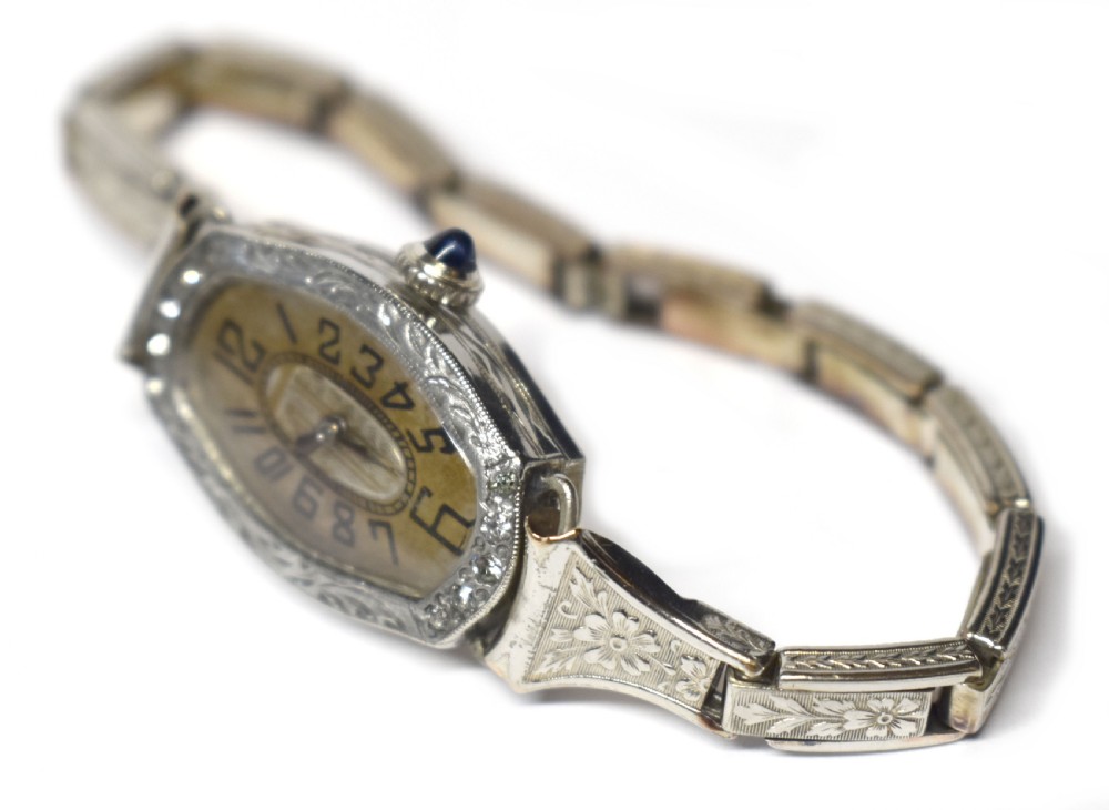 Art Deco 14k White Rolled Gold Ladies Watch, Serviced, c1929 View XIII