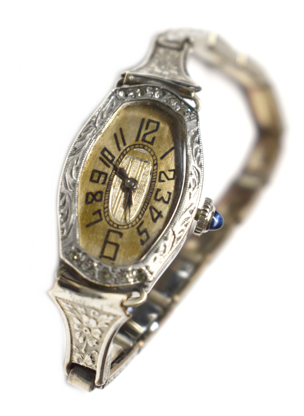 Art Deco 14k White Rolled Gold Ladies Watch, Serviced, c1929
