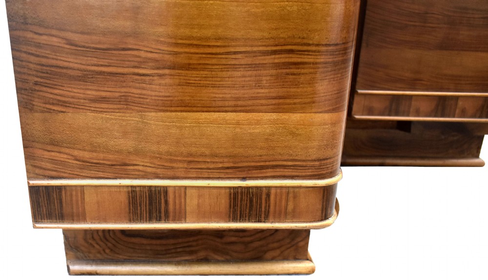 Art Deco Italian Matching Pair Of Walnut Bedside Cabinets, c1930 View V