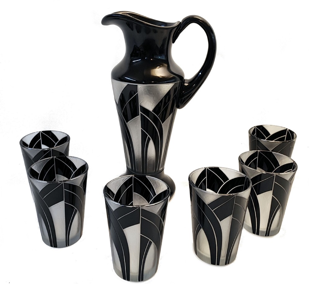 Art Deco Czech Glass Drinks Set, c1930