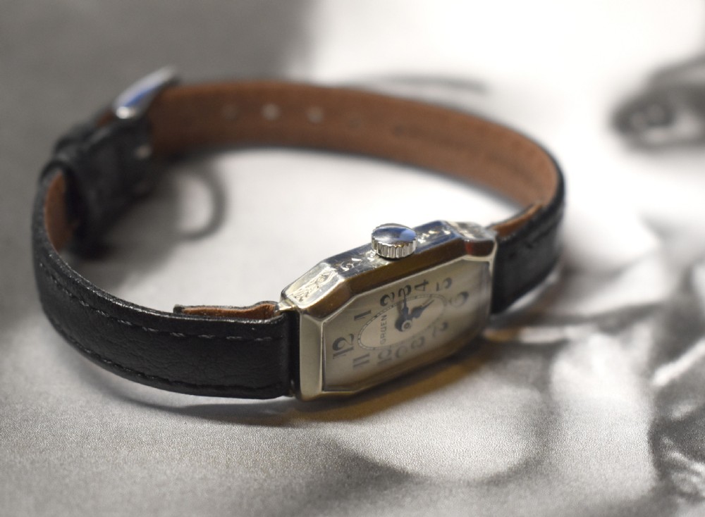 Art Deco 14k White Gold Watch By Gruen, c1927 View VI