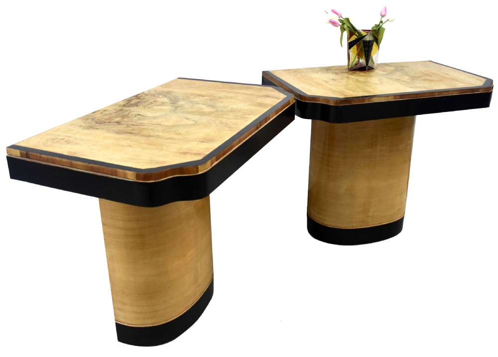 Art Deco Blonde Console Side Table, English, c1930 View VI