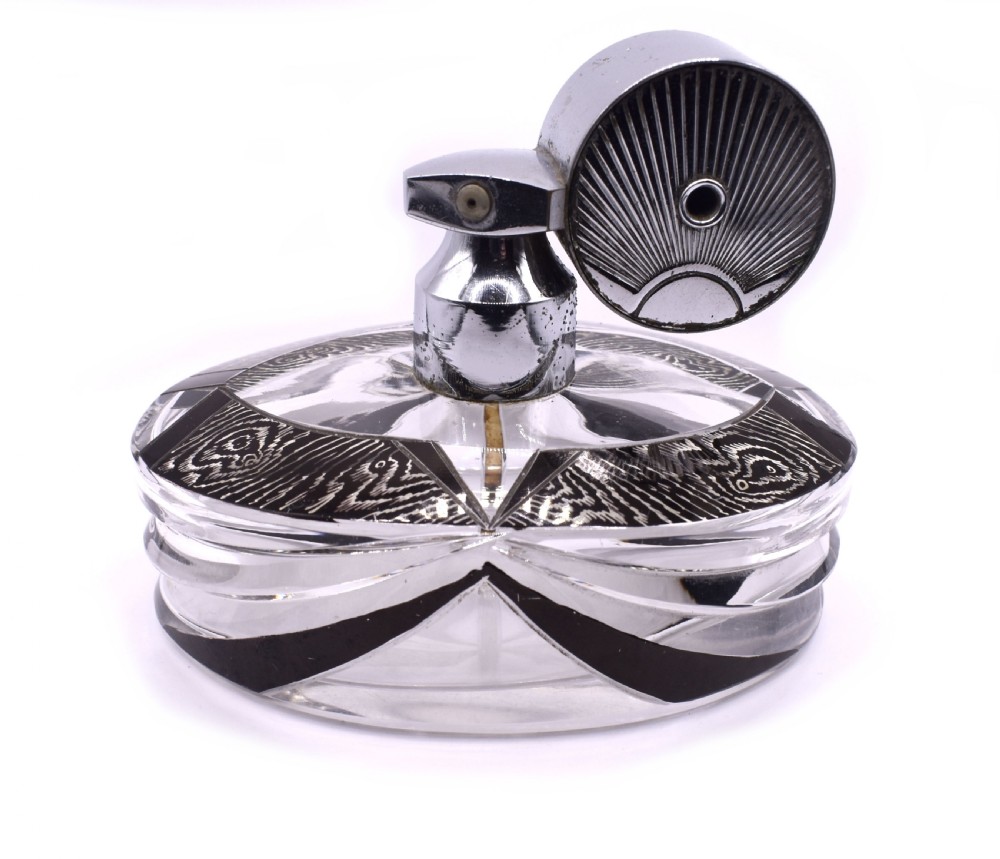 Art Deco Glass & Enamel Ladies Perfume Atomizer, c1930