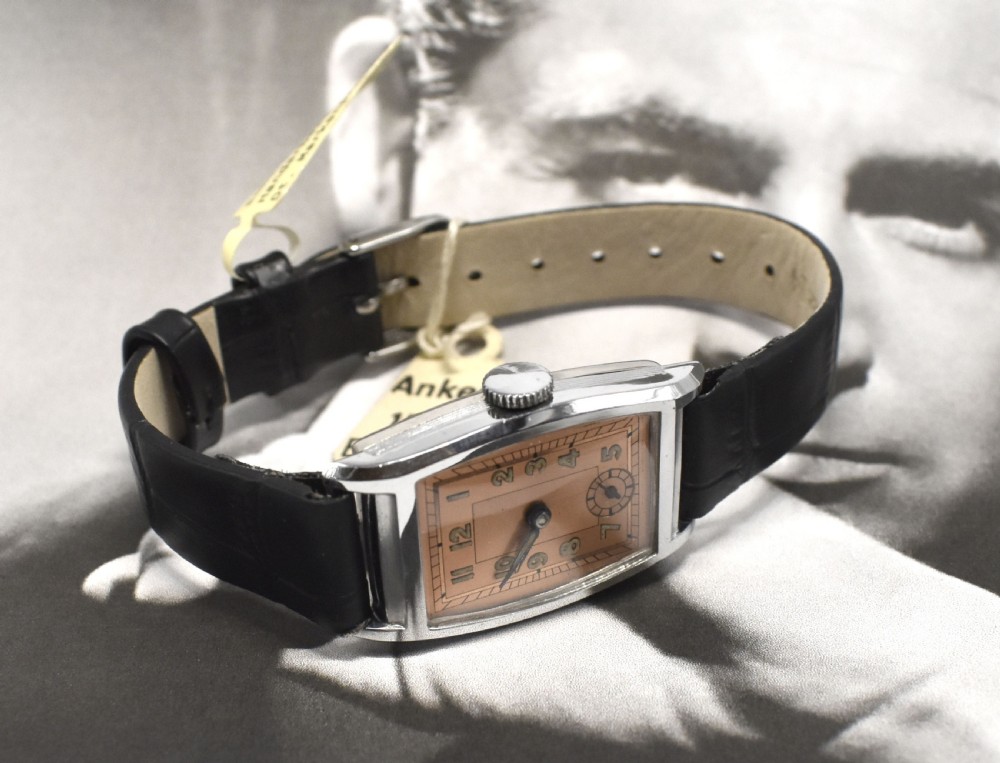 Art Deco 1930's Gents Chrome Wristwatch, Never Used, Newly Serviced View IV