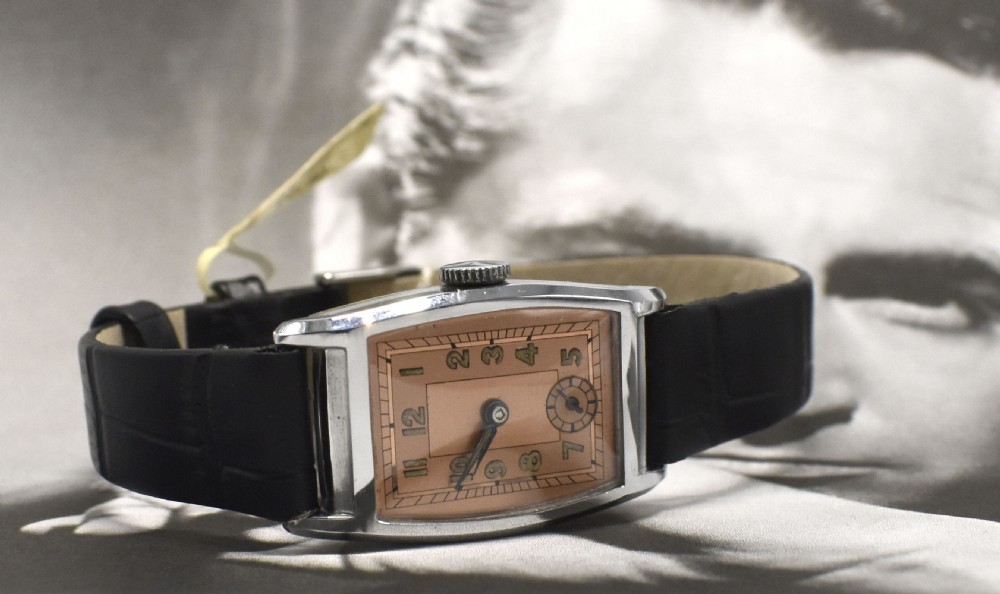 Art Deco 1930's Gents Chrome Wristwatch, Never Used, Newly Serviced