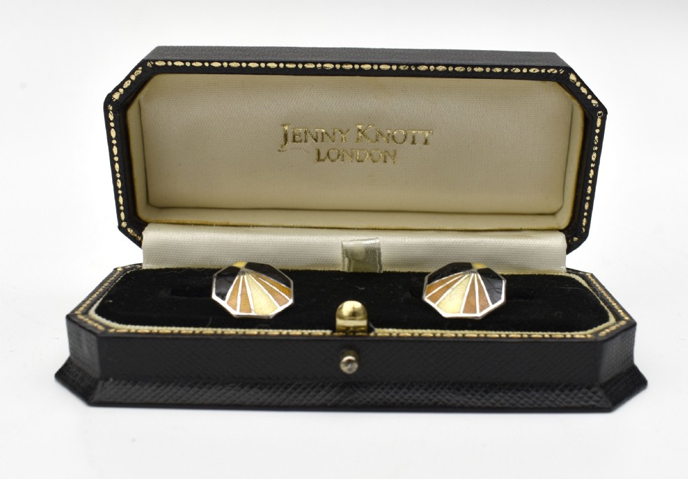 Art Deco Silver & Guilloche Gents Cufflinks By Charles Horner, c1930 View VI