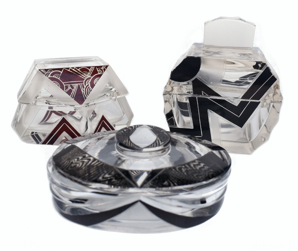 Art Deco Cut Glass & Enamel Trinket Box By Karl Palda, c1930 View VI