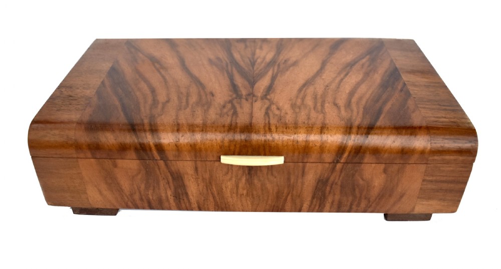 Art Deco Walnut & Bakelite Rectangular Box, English, c1930
