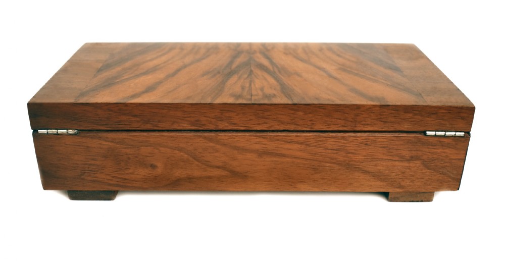 Art Deco Walnut & Bakelite Rectangular Box, English, c1930 View V
