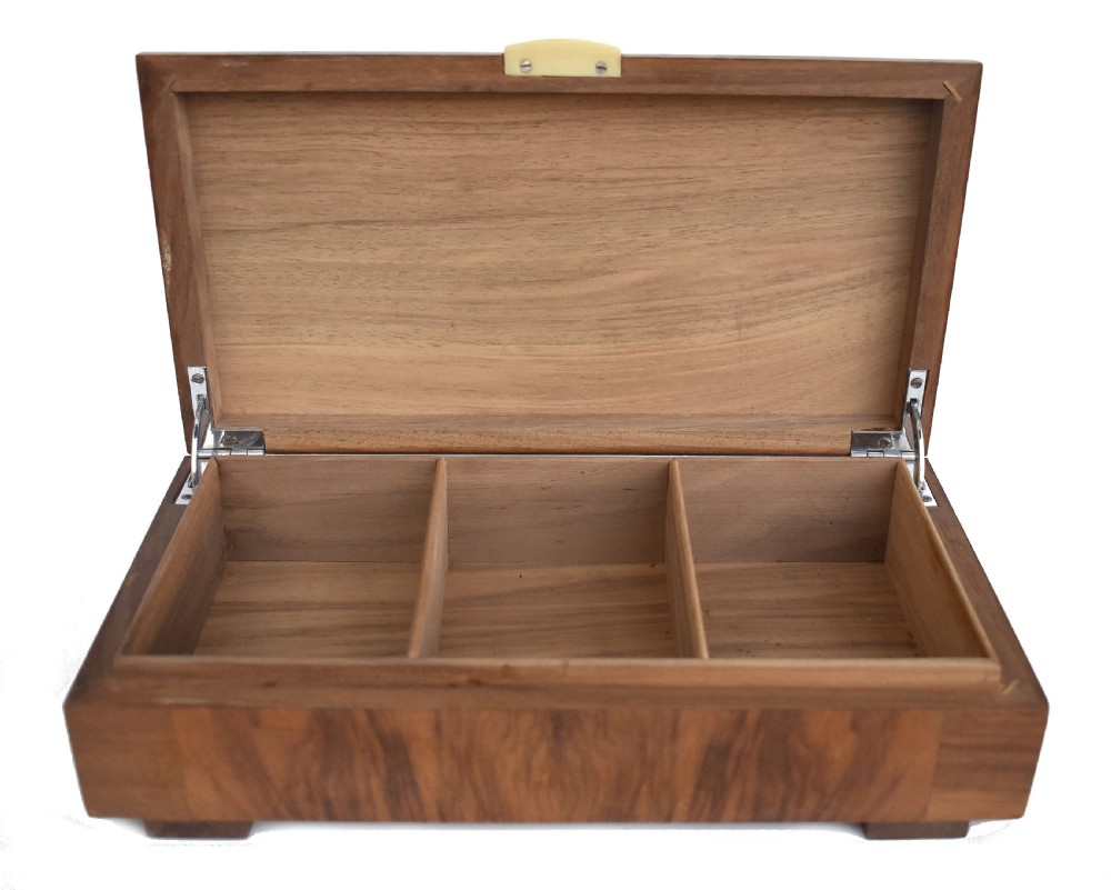 Art Deco Walnut & Bakelite Rectangular Box, English, c1930 View X