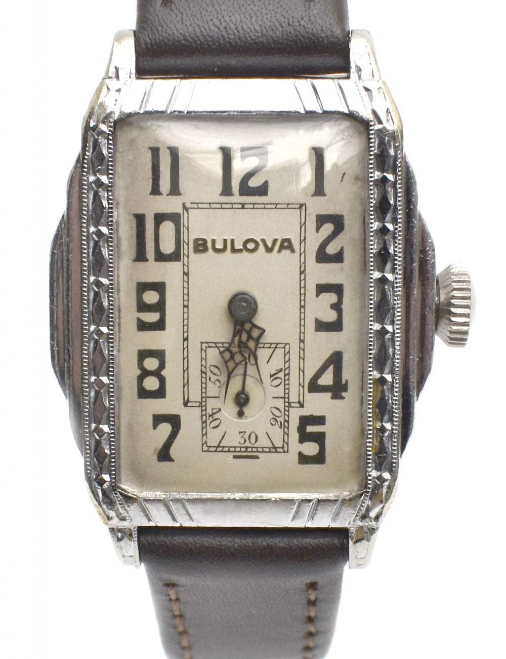 Art Deco Gentleman's 14k White Gold Watch By Bulova, c1929, Serviced.