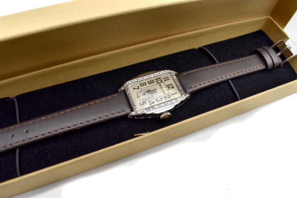 Art Deco Gentleman's 14k White Gold Watch By Bulova, c1929, Serviced. View II