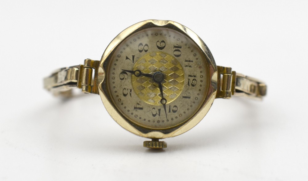 Art Deco Rolled Gold Harlequin Dial 15 Jewels Ladies Watch View VIII