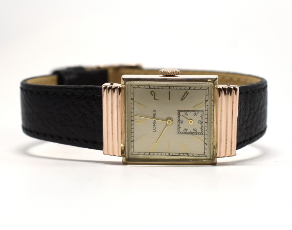 Art Deco 10k Rose GF Gents Watch By Longines, Serviced, c1941 View VIII