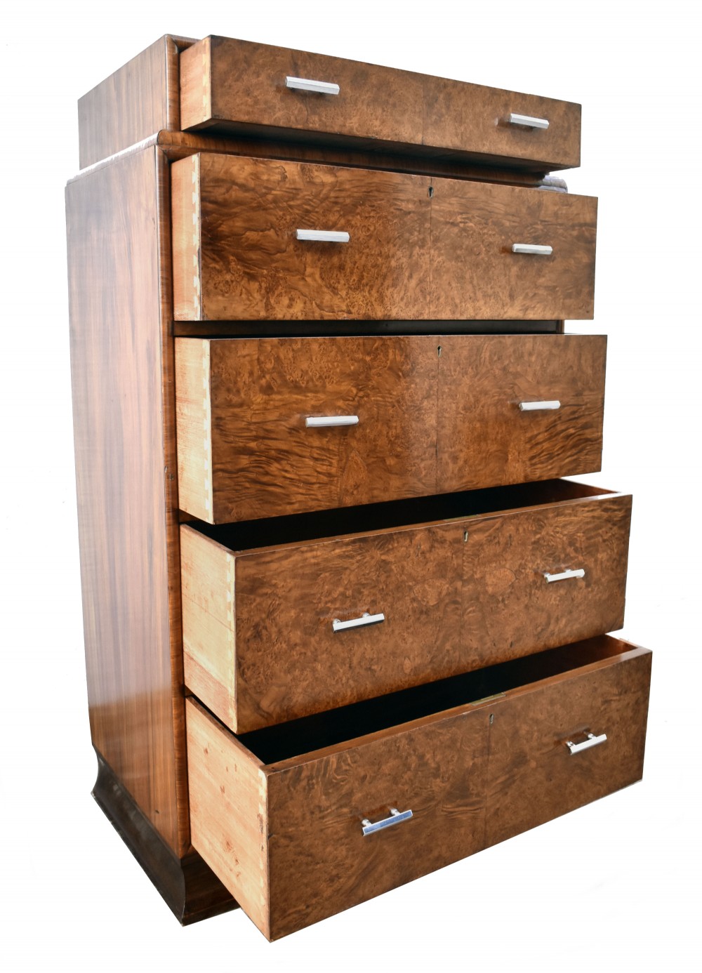 Art Deco Figured Walnut Chest Of Five Drawers, c1930's  View V