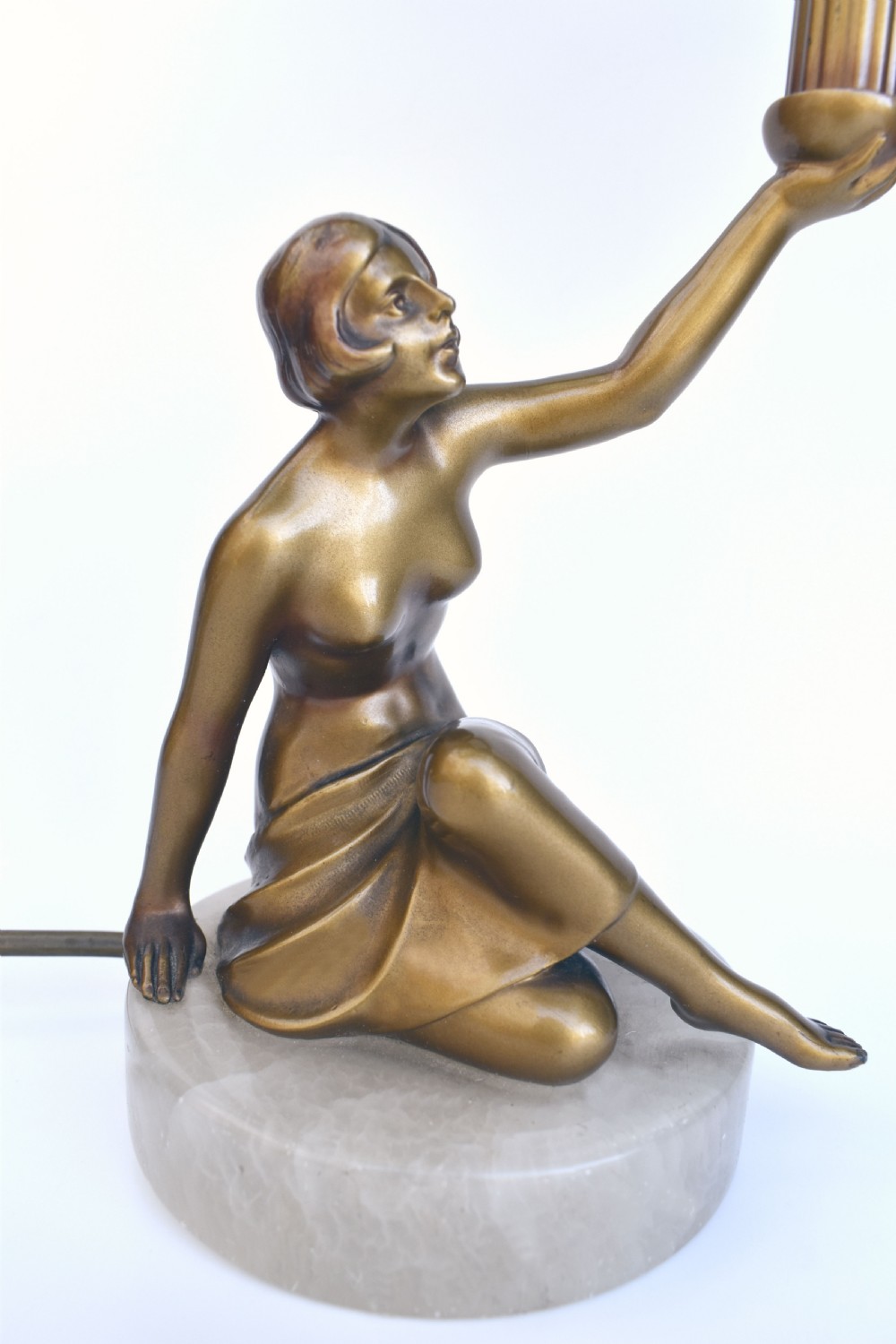 Art Deco Original Cold Painted Spelter Lady Figural Lamp, c1930 View IV