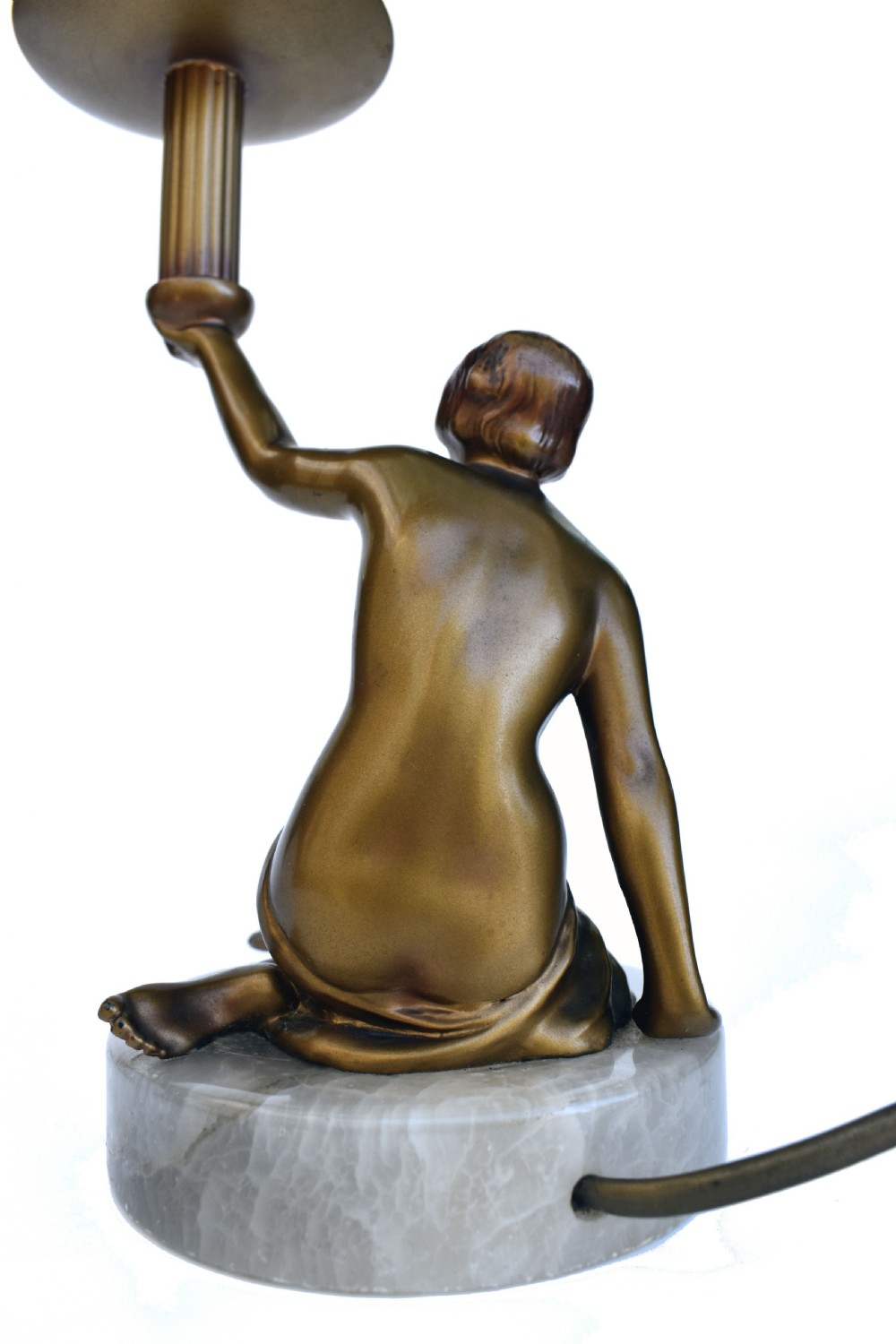 Art Deco Original Cold Painted Spelter Lady Figural Lamp, c1930 View VI