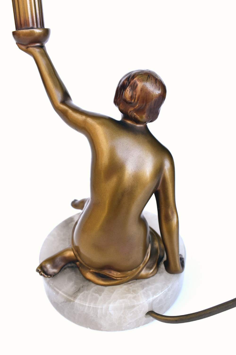 Art Deco Original Cold Painted Spelter Lady Figural Lamp, c1930 View VII