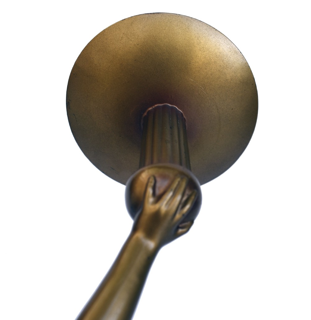 Art Deco Original Cold Painted Spelter Lady Figural Lamp, c1930 View IX