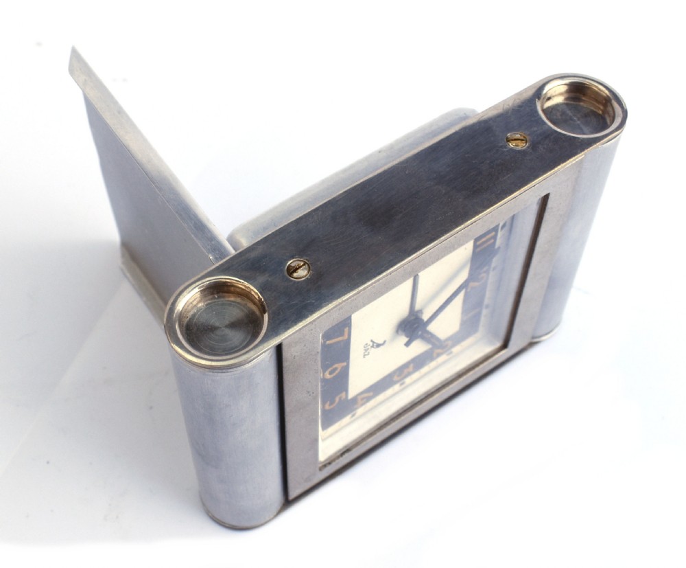 Art Deco Chrome Cased Travel Alarm by JAZ, c1930 View VI